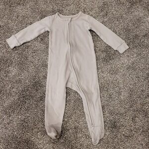 Colored Organics Baby Ribbed Organic Cotton Footie Sleeper Tan 6-12M B06-0019